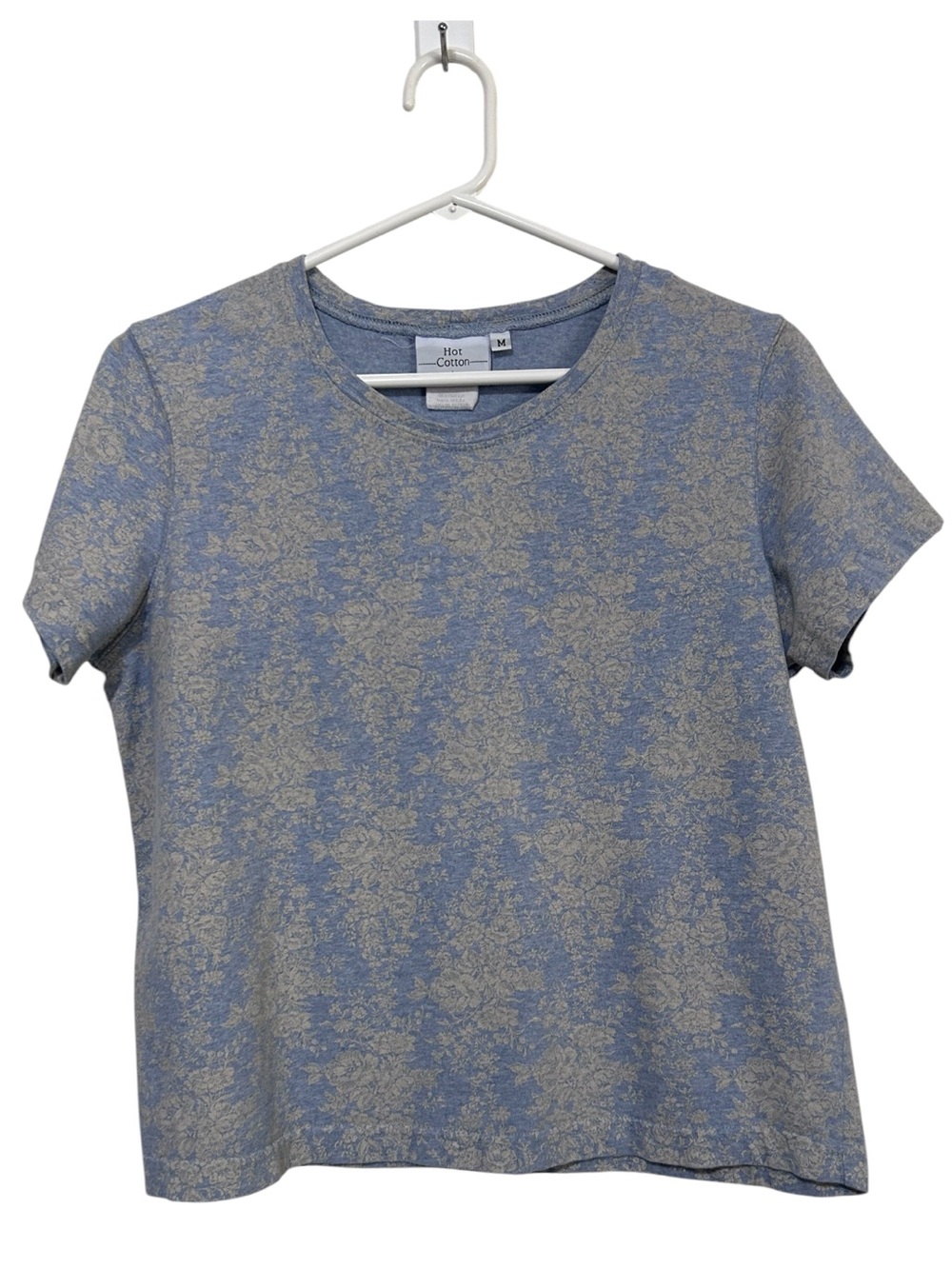 Vintage Hot Cotton by Marc Ware Floral T-Shirt Medium Blue Made in USA